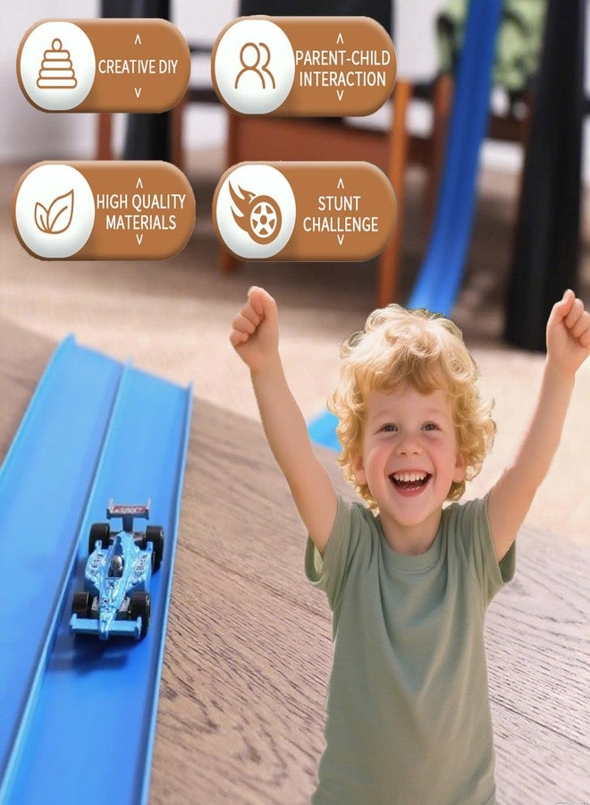 JUGGPENG 13 Ft Flexible Race Car Track, Portable Dual Sided Racetrack with 2 Car & Suction Cups, Compatible with 1/64 Diecast Cars, Classic Long Rolls Up Race Track for Boys Girls - Image 3